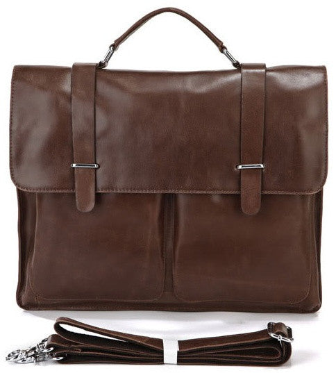 Versatile Leather Laptop Portfolio Bag in Sleek Design & Genuine Brown Leather