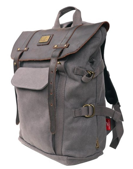 Canvas Outdoor Waterproof Travel Backpack Sturdy Leather School Laptop Bag