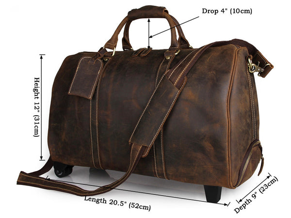 Genuine Leather Rolling Wheeled Trolley / Duffle Bag