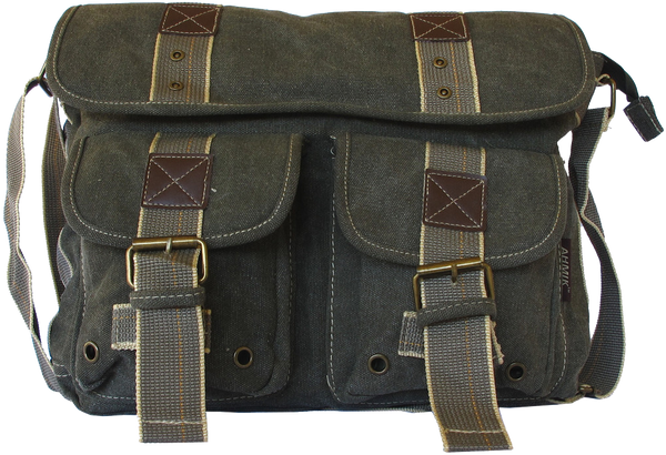 Green Classic Army Messenger Heavy Weight Shoulder Bag - Serbags - 1
