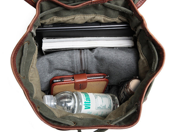 Interior pockets & size of the Serbags fashion canvas backpack