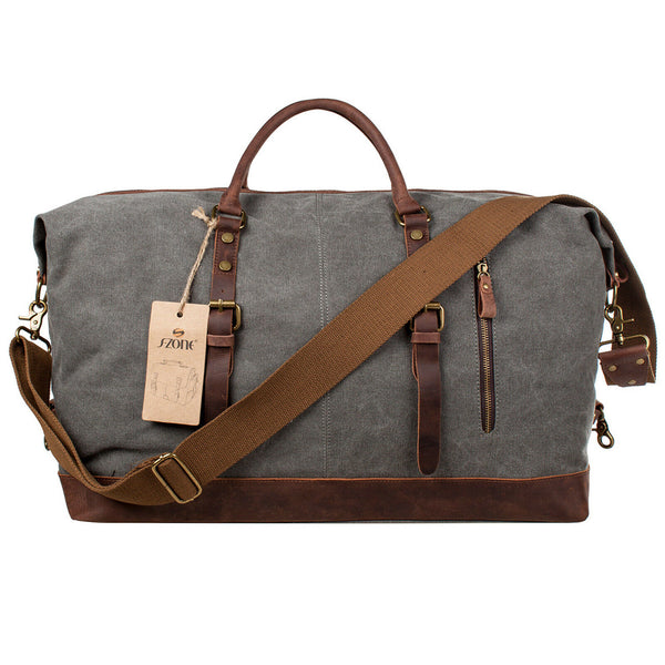 Vintage Travel Canvas Leather Luggage Duffel Men's Weekend Bag under $100