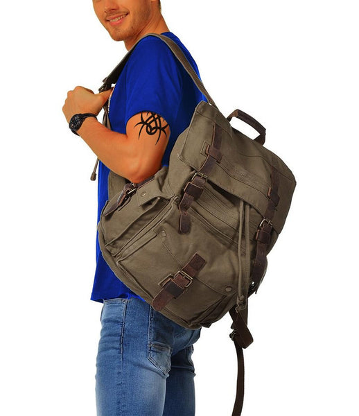 Large Olive Surplus Hiking Travel Outdoor Canvas Daypack