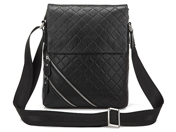 Lattice Design Vertical Leather Bag with Multiple Compartmants