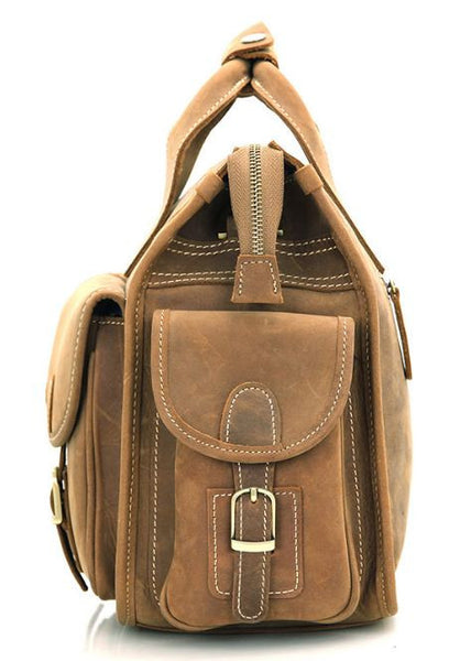 Selvaggio Dark Brown Genuine Leather Satchel Bag with Multiple Pockets & Laptop Compartment (Heavy Load)