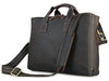 Leather Business Briefcase Bag - Separate Zippered Compartments