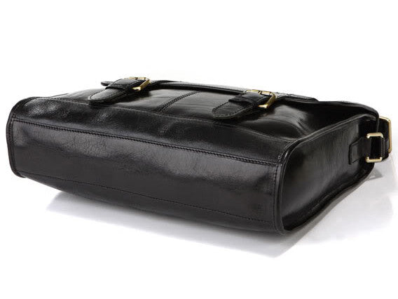 Genuine Leather Flapover Briefcase for Commuting, Traveling and Business