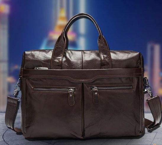 Staple Large Multi-Purpose Leather Satchel Handbag with Laptop Compartment