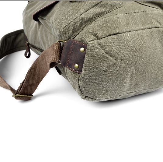 Army Green Washed Canvas Rucksack