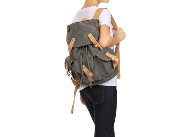Multi Pocket Canvas Rucksack for School and Outdoor - Serbags - 7