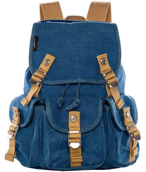 Multi Pocket Canvas Rucksack for School and Outdoor