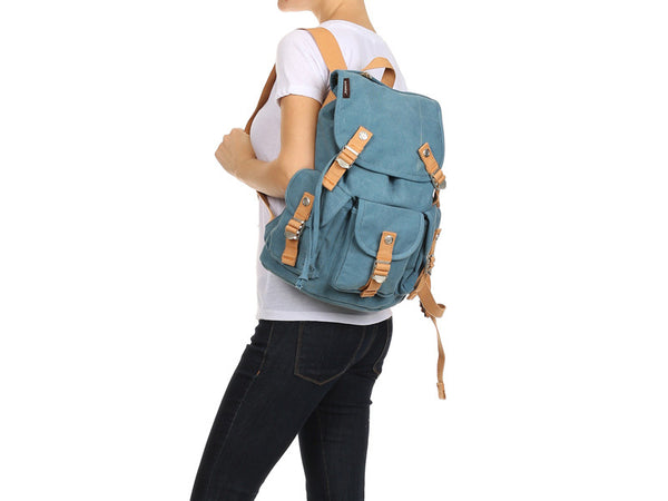 Multi Pocket Canvas Rucksack for School and Outdoor - Serbags - 6
