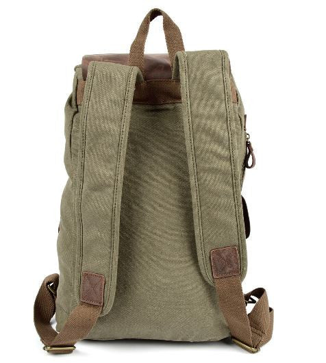 Army Green Washed Canvas Rucksack