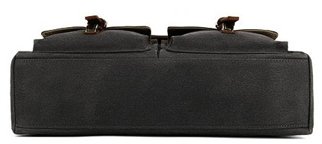 Large Canvas Messenger Bag Leather Briefcase Crossbody Satchel 15.6