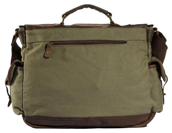 Premium Quality Canvas & Leather Messenger Bag with Thick Leather Handle