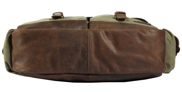 Premium Quality Canvas & Leather Messenger Bag with Thick Leather Handle