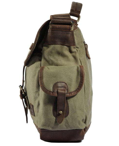 Premium Quality Multi-Compartment Canvas & Leather Messenger