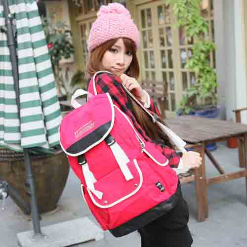 Cute Canvas Backpack for Girls - Red - Serbags - 2