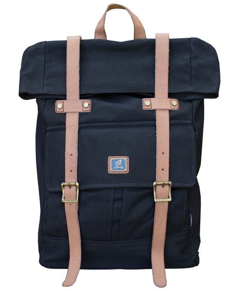 Roll top vintage rucksack backpack by Serbags - front view