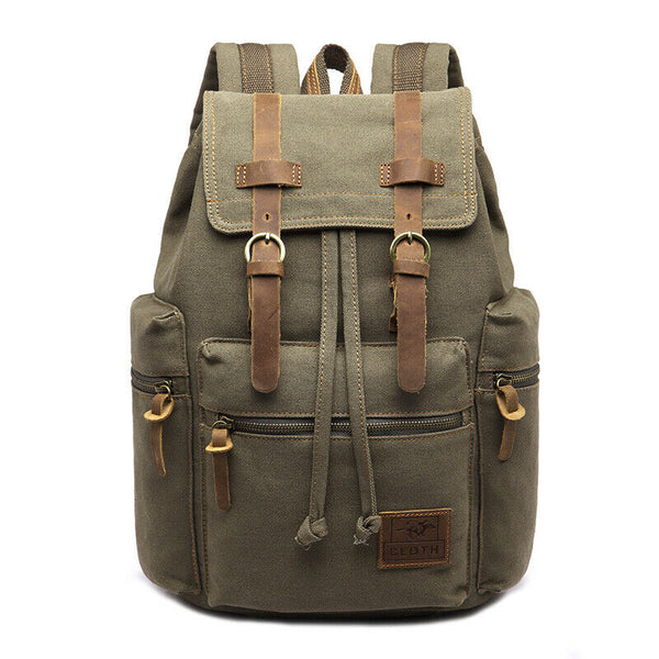 Vintage Army Canvas Backpack Rucksack School Satchel Travel Hiking Bag