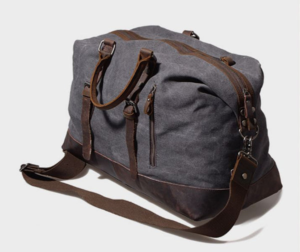 Vintage Travel Canvas Leather Luggage Duffel Men's Weekend Bag under $100