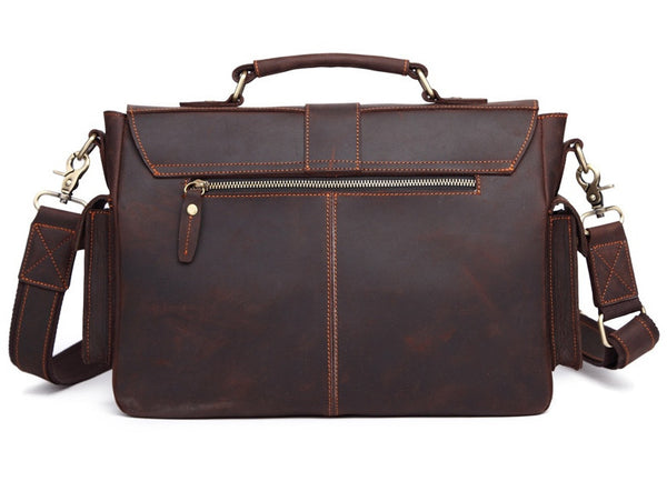 Single Buckle Leather Briefcase Messenger