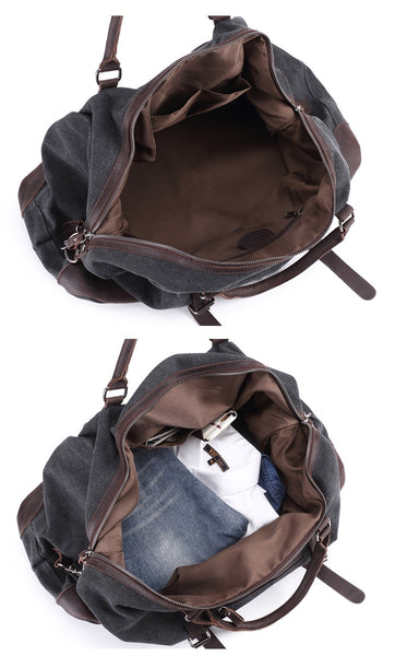 Travel Canvas Leather Duffle with Thick Leather Handles