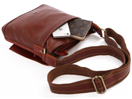Unisex Genuine Shoulder & Crossbody Tablet Messenger Bag with Front Pocket and Adjustable Strap