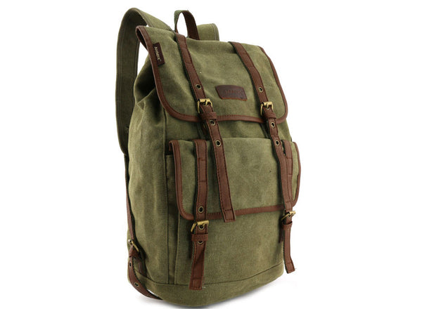 Vintage Canvas Backpack with Leather Accents - Serbags - 6