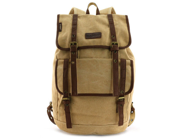 Vintage Canvas Backpack with Leather Accents - Serbags - 3