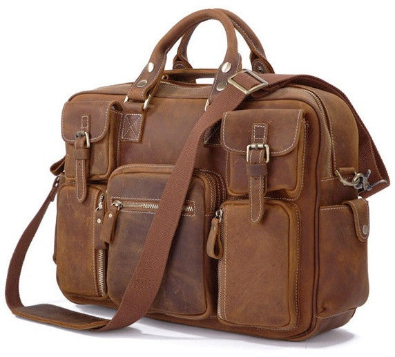 Vintage Leather Briefcase Handmade Genuine Dispatch Travel Bag