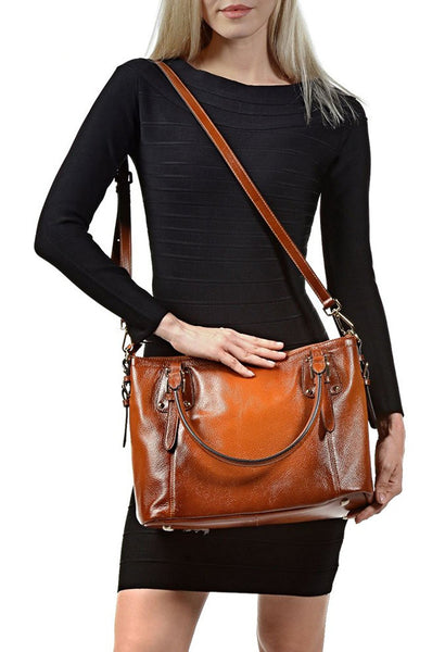 Women's Vintage Soft Leather Tote Shoulder Handbag