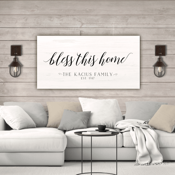 Bless This Home Sign Canvas Wall Art Holy Cow Canvas