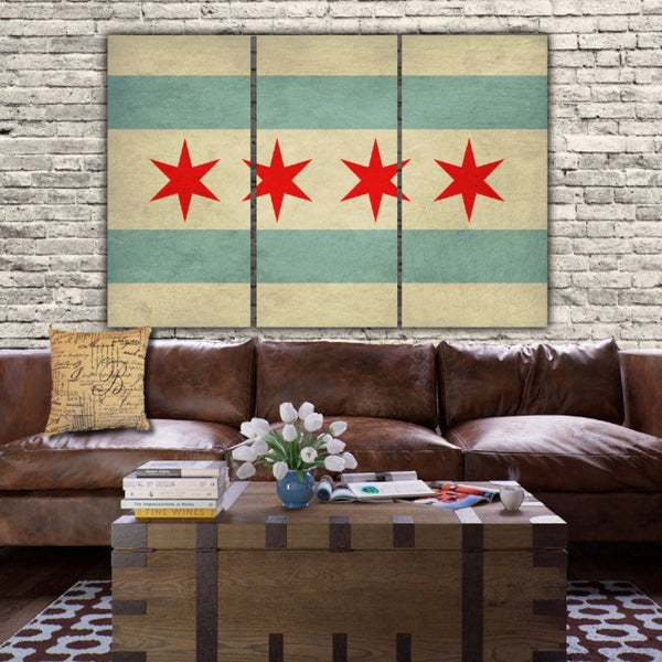 City Of Chicago Flag Canvas Art Holy Cow Canvas