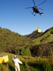 Helicopter dropping hives for Bees & Trees