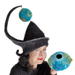 Felted Earth Day Headdress with Spinning Globe and Felted Earth Vessel