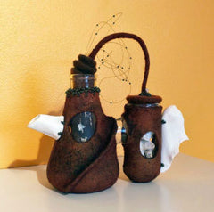 Pam MacGregor's mixed media felted teapots