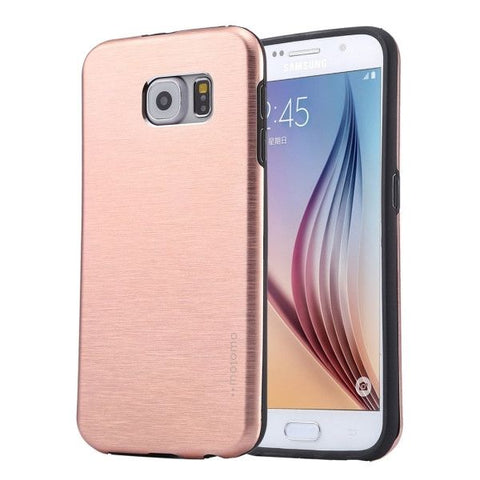 For Samsung Galaxy S6 / G920 MOTOMO Brushed Texture Metal + TPU Protective Case (Pink)