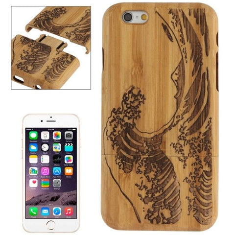 Sea Wave Pattern Arc Border Separable Bamboo Wooden Case for iPhone 6 & 6S