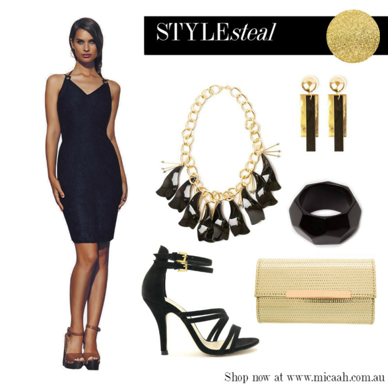 Ways to Wear a LBD - Black and Gold Accessories