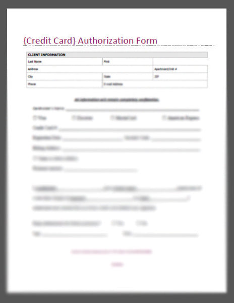 Free Template Credit Card Authorization Form