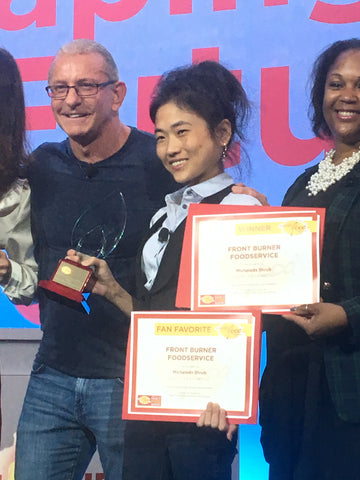 Pacific Pickle Works' Victoria Ho and chef Robert Irvine at 2019 Front Burner Pitch