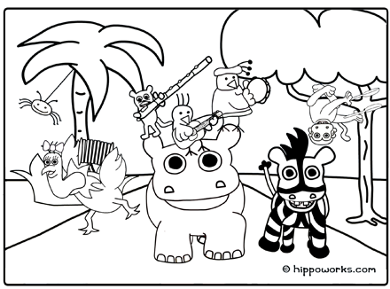 Hippo Works Coloring Sheet - It's A Jungle Out There