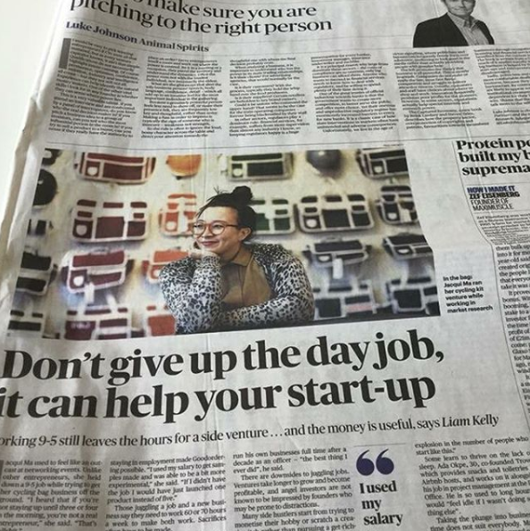 Why start-ups should not shy away from a bit of work on the side Jacqui Ma