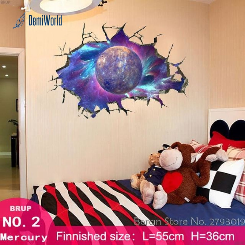 12 Kinds Solar System Planets Wall Stickers For Kids Room Universe