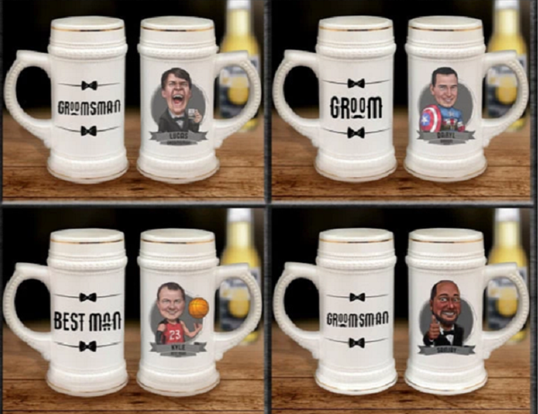 funny groomsmen gift mug with character