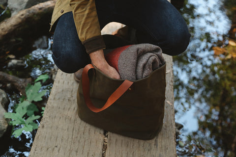 Waxed Canvas Tote with Wool Blanket from Rogue Industries