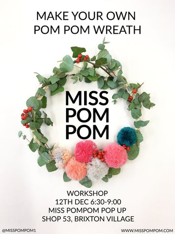 Miss Pompom Wreath Workshop Poster