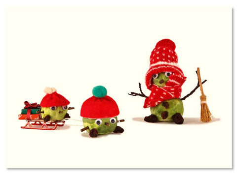 Sledging Sprouts Christmas card