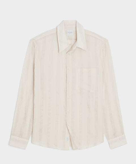Relaxed Cotton-Silk Point Collar Shirt